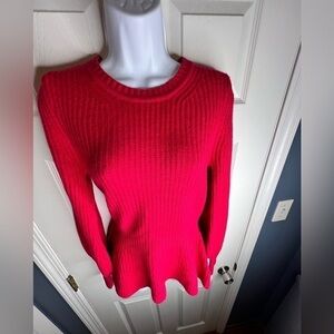 NWT Ophelia Roe Women’s Small Pink Cable Knit Peplum Sweater Top S Barbiecore